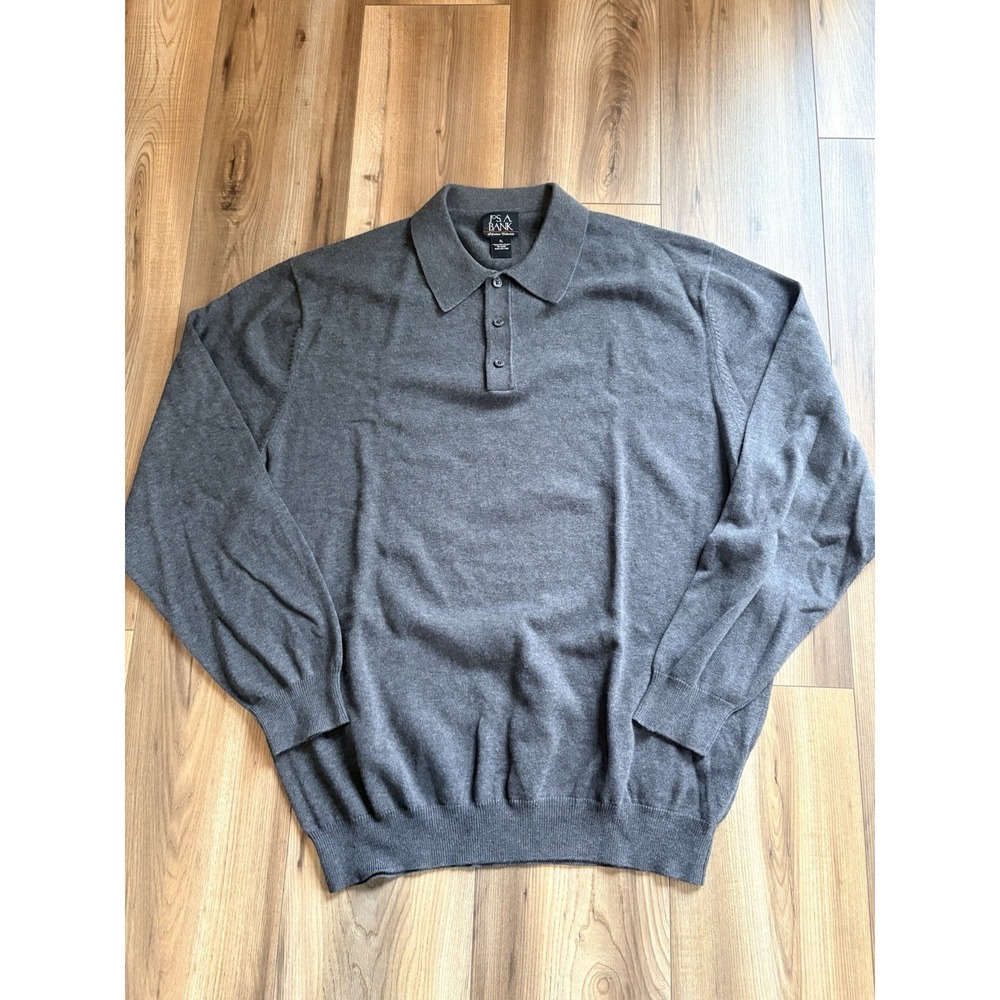 Jos A Banks Signature Collection Pima Cotton Spring Sweater Men's XL Gray Preppy